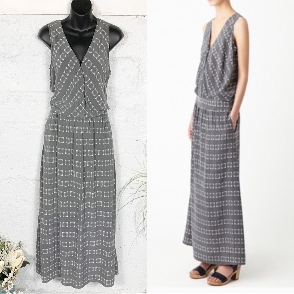 Steven Alan Long V Neck Silk Maxi Dress
